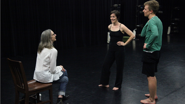 Cousineau and McPheeters discuss their research with mentor Peggy Baker