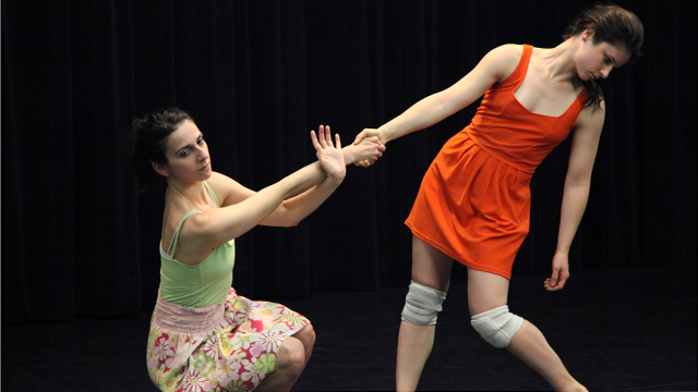 Performers Savina Theodorou and Rebecca Warner rehearse material for <i>Hungry Kite</i>