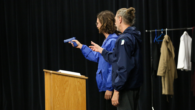 Wade Madsen and Thomas Graves rehearse <i>The Clay Duke</i>