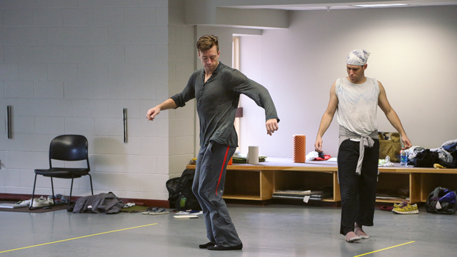 Luke Miller and Darrin Wright rehearse <i>Court/Garden</i> movement.