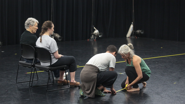 FSU faculty Dan Wagoner and student Lucy Escher look on as Castro and Wright perform.