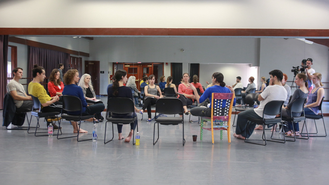 FSU scholars and students engage with performers in a post showing discussion