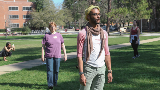 FSU students rehearse <i>SHORE</i> on Landis Green