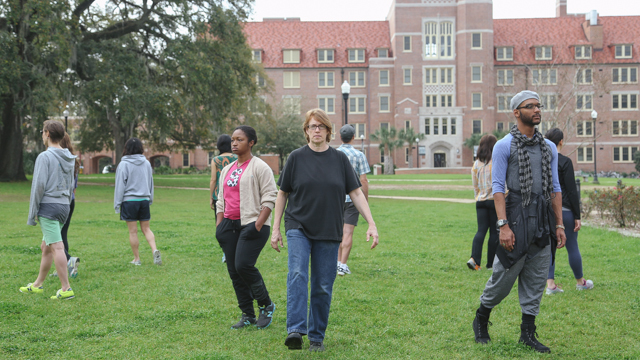 FSU students rehearse <i>SHORE</i> on Landis Green