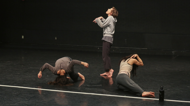 Johnson, Langberg and Aoki rehearse <i>SHORE</i>