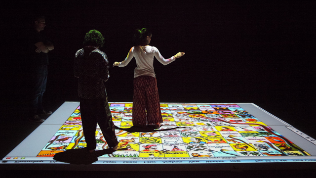 Aparna and Ranee experiment with projection ideas for <i>Written in Water</i>