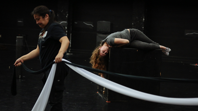 Valerie Oliveiro and FSU student Mary Roberts during the informal showing of <i> in tow </i>