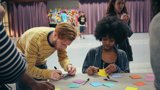 FSU School of Dance Students, Ross Daniel and Jasmine Booker, participating in the Community Visioning Session