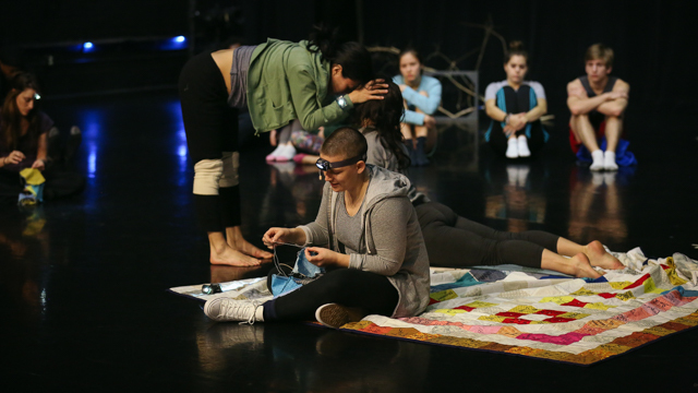 Emily Johnson, Aretha Aoki and Julia Bither during the informal showing of <i> Then a Cunning Voice...</i>