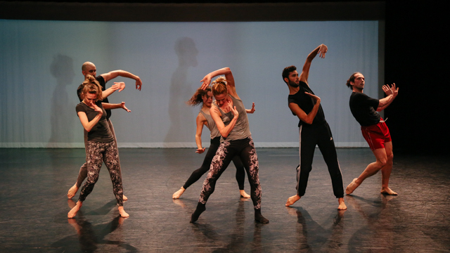 Burr Johnson, Maggie Cloud, Claire Westby, Heather Lang, Marc Crousillat, and Stuart Singer in rehearsal