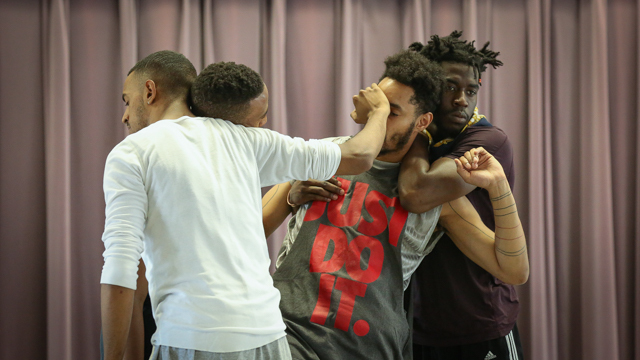 Jonathon Gonzalez, Duane Cyrus, Niall Jones and Shamar Watt in rehearsal