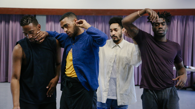 Duane Cyrus, Jonathon Gonzalez, Niall Jones and Shamar Watt in rehearsal for <i>Virago - Man Dem</i>