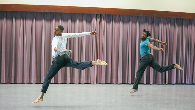 Jonathon Gonzalez and Shamar Watt rehearse