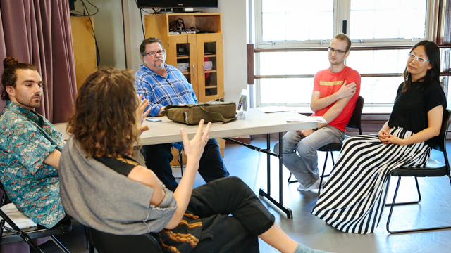 O'Connor and his collaborators talk with FSU Neuroscientist Dr. Wen Li