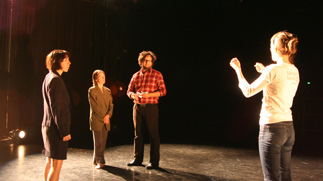 Faulkner, Das, Funsch and Trigilio rehearse <i>We Don't Belong Here<i/>.