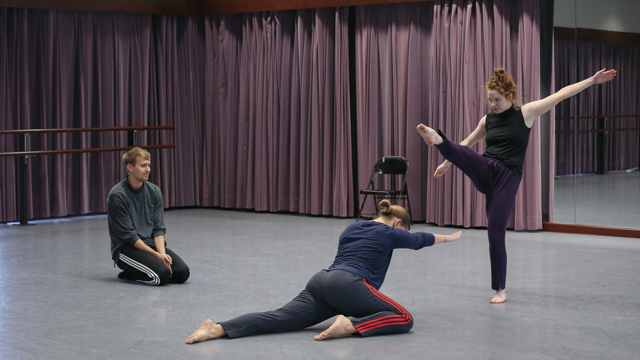 Tristan Koepke watches Laura Selle Virtucio and Maggie Zepp