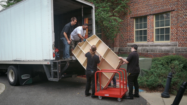 The ramp arrives in pieces from NYC.