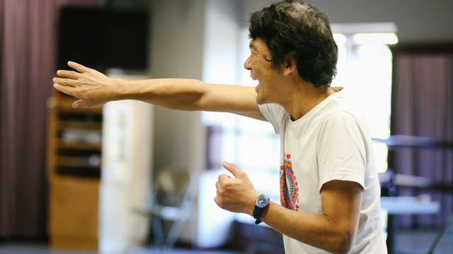 Choreographer Kota Yamazaki rehearses with dancers