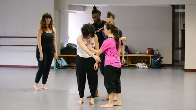 Performers rehearse in studio