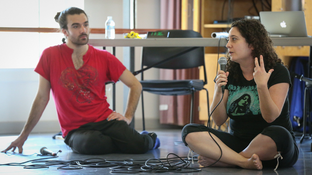 Riener and Claudia La Rocco during post-showing discussion