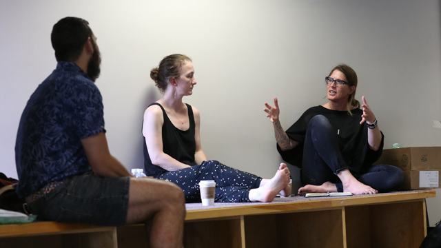 Tian Rotteveel and Jeanine Durning in conversation with writer Jenn Joy.