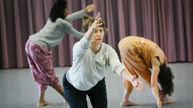 Angie Pittman, Natalie Green and Molly Lieber rehearsing <i>Iron Jane</i>