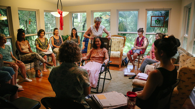 Donna Uchizono and dancers attending a Threshold Choir rehearsal