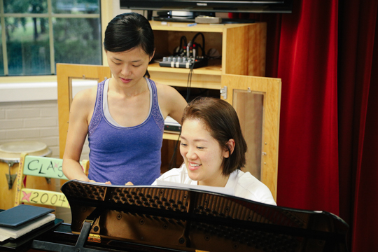 DaEun Jung and Melody H.J. Shim in the studio