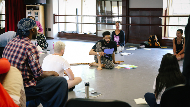 Peter Louis 'Tear-Drop' Mercedes-Phipps shares during a group writing activity