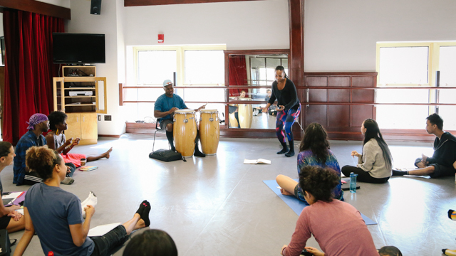 Beatrice Capote and Farai Malianga demonstrate their process at the first sharing