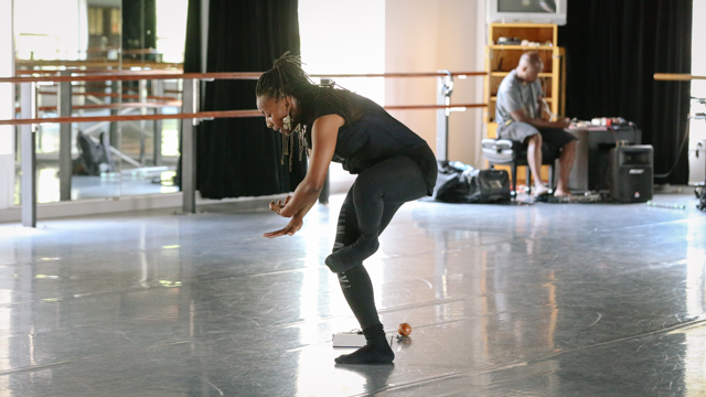 Beatrice Capote and Farai Malianga working in the studio