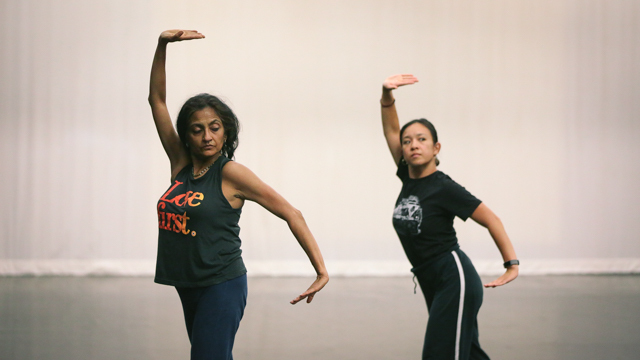 Chatterjea and Ferreira rehearse in the Black Box studio