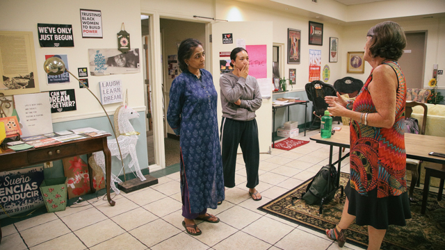 Chatterjea and Ferreira speak to Karen Woodall with the Florida People’s Advocacy Center