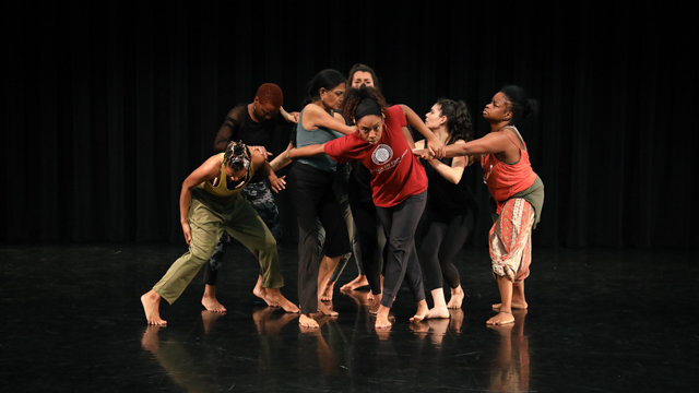 Chatterjea with collaborators and FSU School of Dance students in rehearsal