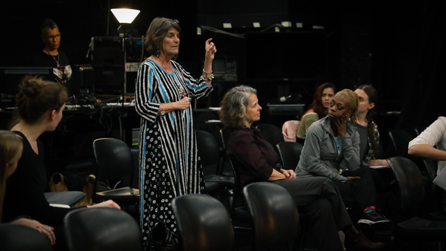 Director of the Florida People's Advocacy Center Karen Woodall speaks at post-showing discussion