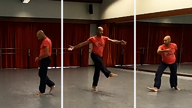 Jones works through movement material in the studio