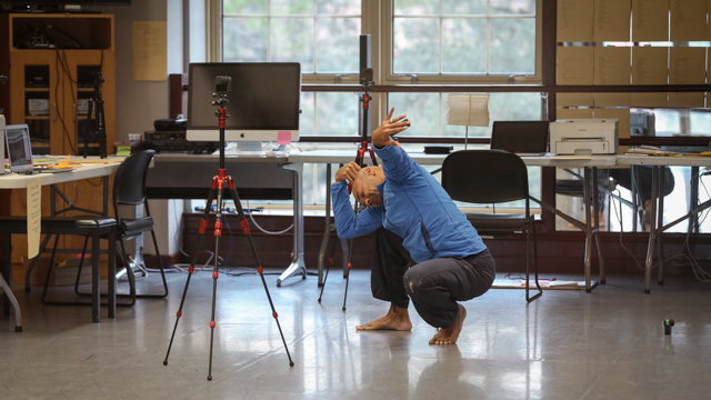 Jones works through movement material in the studio