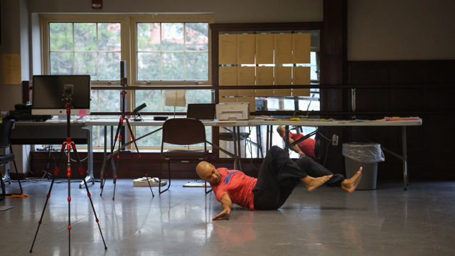 Jones works through movement material in the studio