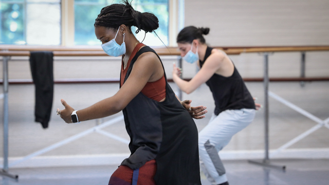 Shaylin D. Watson and Stephanie Chronopoulos rehearse