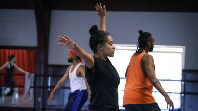 Gray, Cuyjet, and Lloyd dance during the residency