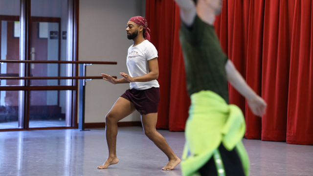 Gray and Morley dance in the studio