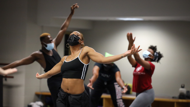 Christopher Page-Sanders, Kamryn Vaulx with FSU Dance students Sherrod Reid and Taylor West