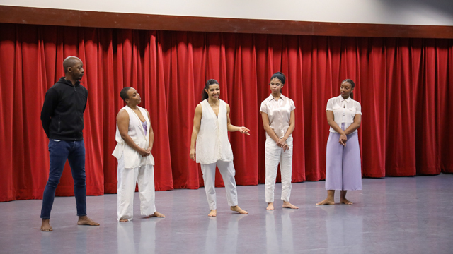 Dr. I'Anson, Hailes, Bauman, Stiggers, and Mozie introduce themselves during their presentation as a part<br>of the Dr. William R. Jones Symposium