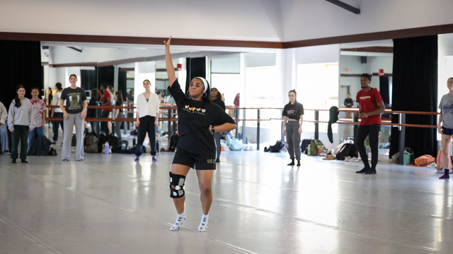 FSU School of Dance student Sky Barnes in Black Dance Improvisation Workshop