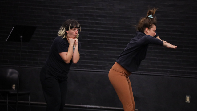 Tess Dworman and Lucy Kaminsky rehearse <em>Family Happiness</em>