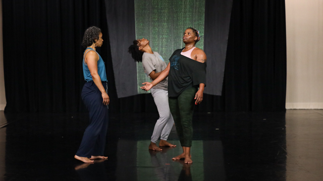 Samantha Mama Diarra Speis, Tenisha George and Leslie Parker during <em>Divination Tools: imagine home</em><br>run through