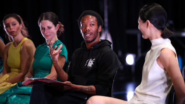 Jung and Brannum talking during post-showing discussion