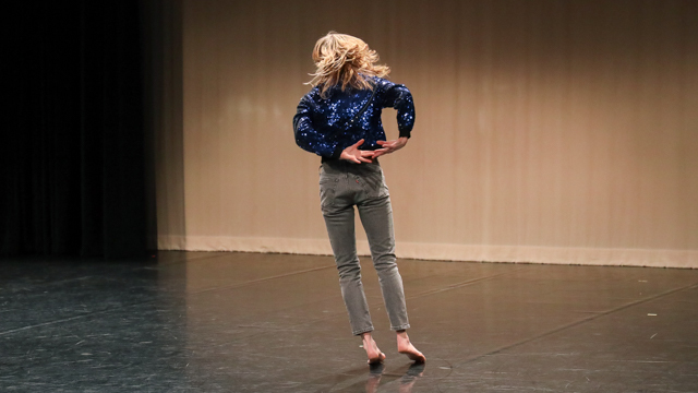 Shannon Stewart performs during an informal showing for collaborators and FSU community