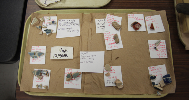 An example of pottery shards on view during the tour of the San Luis Archaeology Lab.