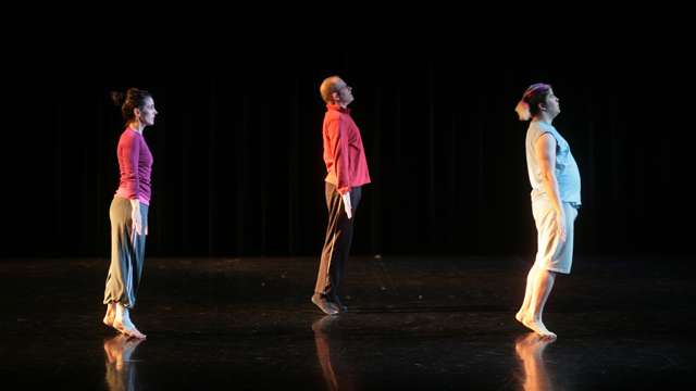 Mayer's performers rehearse a trio section in the Black Box Studio